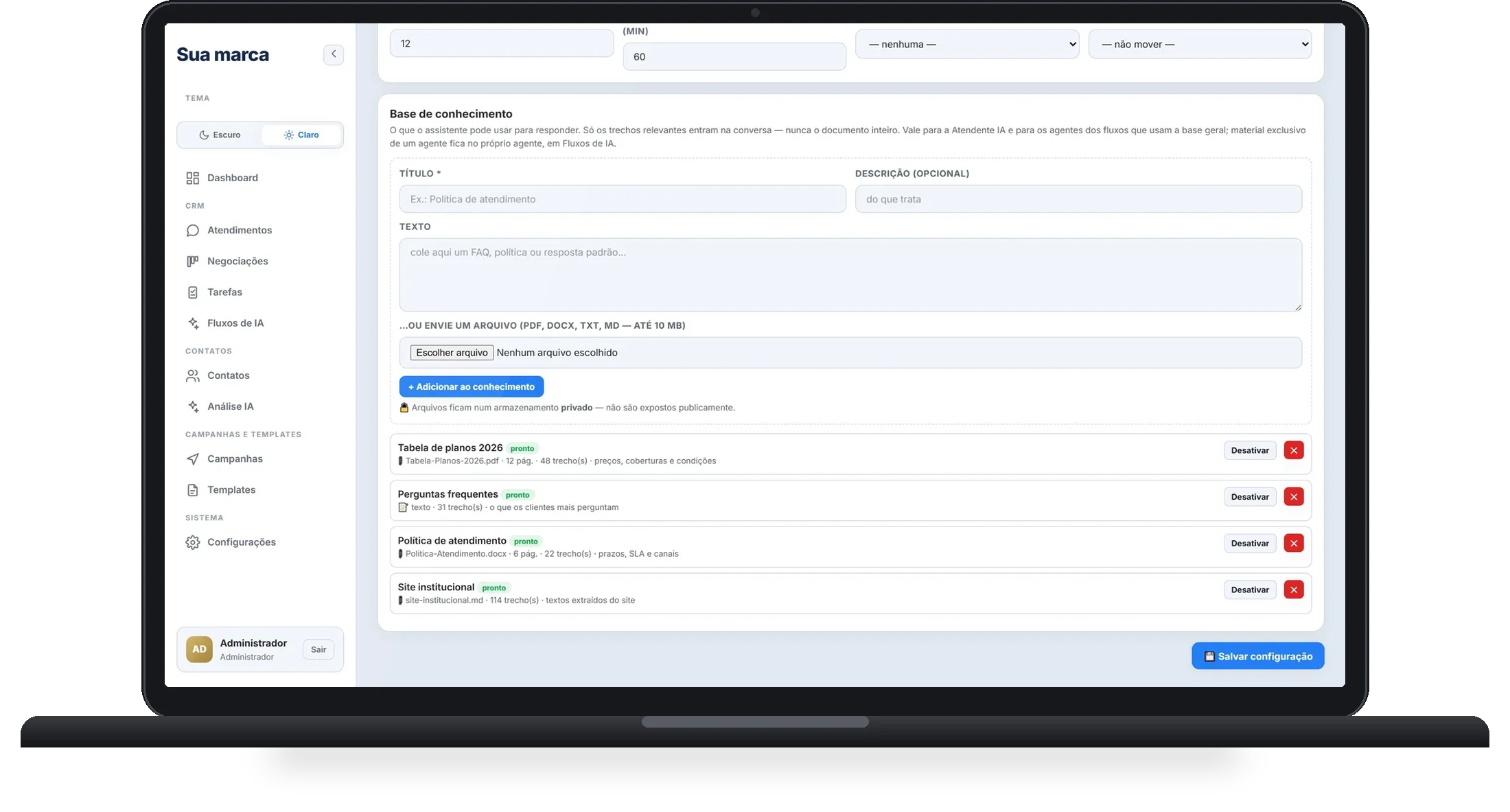 Notebook exibindo a base de conhecimento da Plataforma Dodan