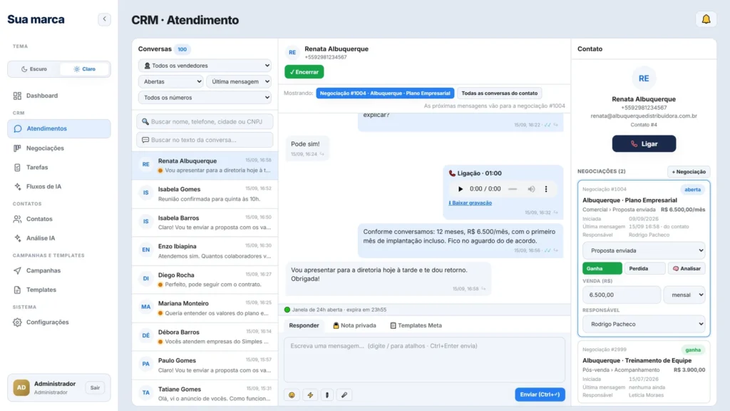Tela de atendimento da Plataforma Dodan